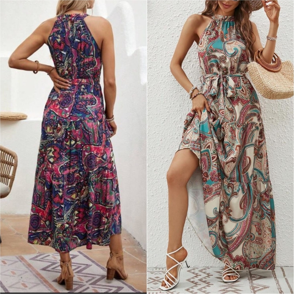 Garden Kiss Halter Maxi Dress - Sand - Picture 7 of 7